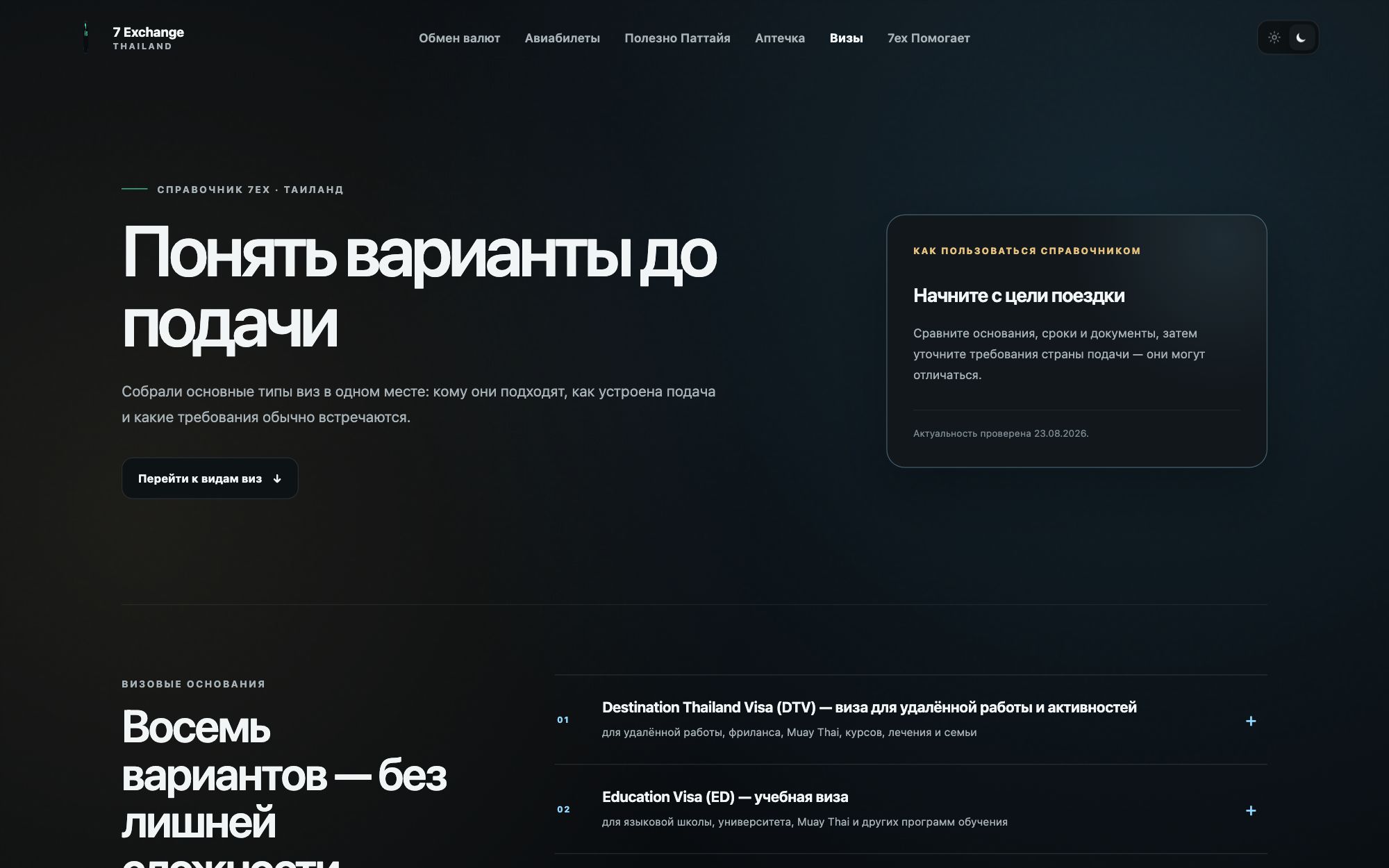 Справочник по визам в проекте автора